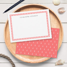 Cartão De Notas Âncora Branca de Bordas Clássicas Modernas de Cor 