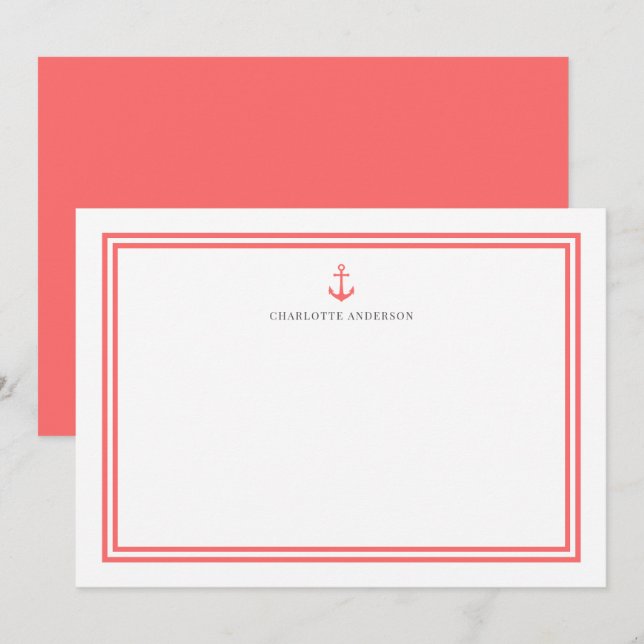 Cartão De Notas Âncora de Cores Personalizada Limites Clássicos Mo (Frente/Verso)