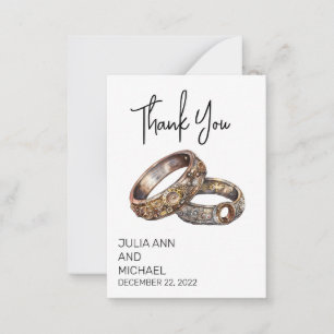 Cartão De Notas Anéis Steampunk Casamento Obrigado Minimalista