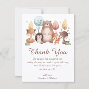 Cartão De Notas animais da floresta agradecem baby shower elegante