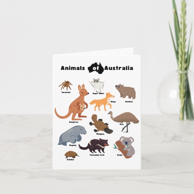 Cartão De Notas Animais da Vida Selvagem Aussie da Austrália (Frente)