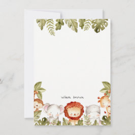 Cartão De Notas Animais de Safari Tropical Selvagem Fofos para Ani