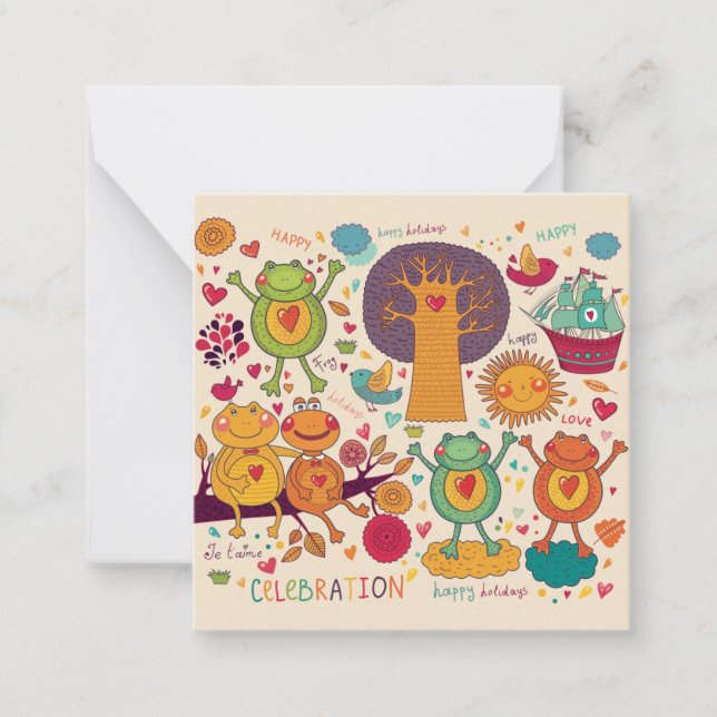 Cartão De Notas Animais Decorativos (Frente)