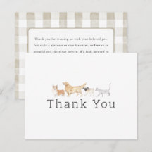 Animais em Aquarela Agradecimento para Pet Sitter