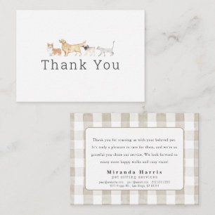 Cartão De Notas Animais em Aquarela Agradecimento para Pet Sitter 