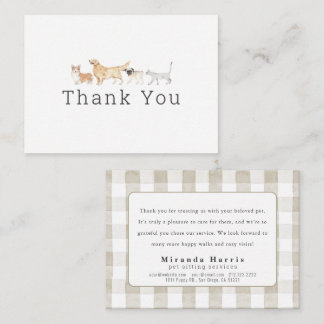Cartão De Notas Animais em Aquarela Agradecimento para Pet Sitter