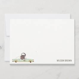 Cartão De Notas Animais Fofos na Estrada da Cidade de Carros Anive