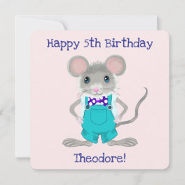 Cartão De Notas Aniversário bonito e elegante do rato