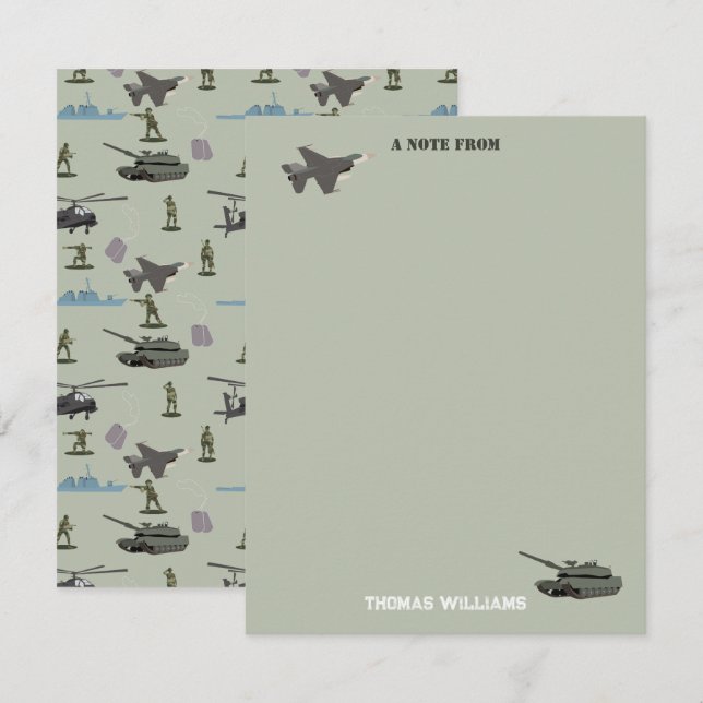 Cartão De Notas Aniversário Camuflagem Verde Militar do Exército (Frente/Verso)