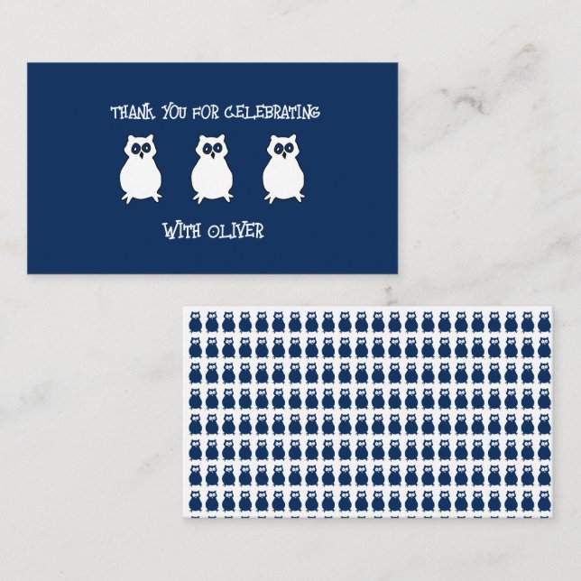 Cartão De Notas Aniversário da Coruja Azul Marinho  (Frente/Verso)