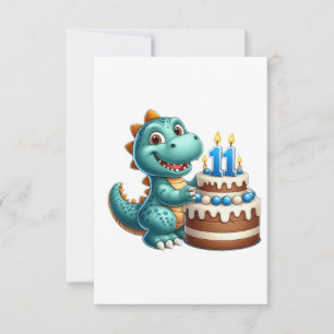 Cartão De Notas Aniversário de 11 anos do Dino