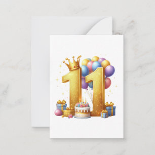 Cartão De Notas Aniversário de 11 anos dourado