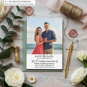 Cartão De Notas Aniversário de 15 anos de Casamento Foto Save the