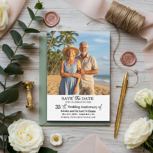 Cartão De Notas Aniversário de 35 anos de Casamento Foto Save the
