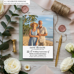 Cartão De Notas Aniversário de 35 anos de Casamento Foto Save the