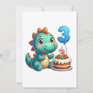 Cartão De Notas Aniversário de 3 anos do Dino