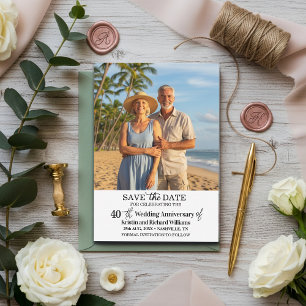 Cartão De Notas Aniversário de 40 anos de Casamento Foto Save the 