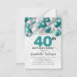 Cartão De Notas Aniversário de 40 anos do Balão de Teto do Orçamen<br><div class="desc">Glam Moderno Verde Verde Silver Balão Brilhante Glitter Qualquer Convite De Aniversário De Idade</div>