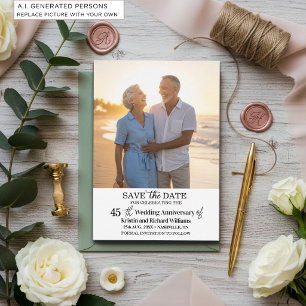 Cartão De Notas Aniversário de 45 anos de Casamento Foto Save the