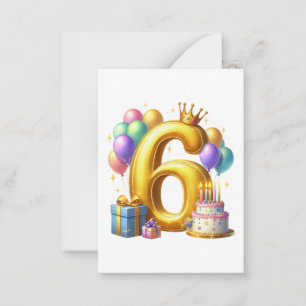 Cartão De Notas Aniversário de 6 anos dourado