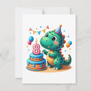 Cartão De Notas Aniversário de 8 anos do Dino