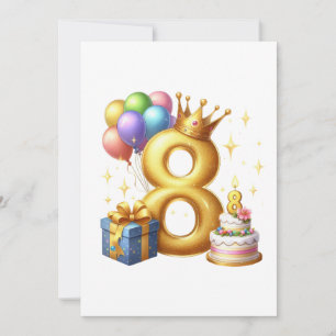 Cartão De Notas Aniversário de 8 anos dourado