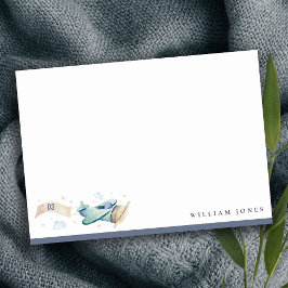 Cartão De Notas Aniversário do Coração da Nuvem Verde Azul de Aqua