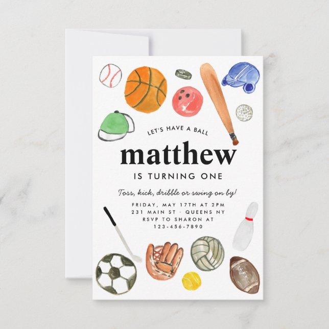 Cartão De Notas Aniversário do Star Sports Balls Kid Boy (Frente)