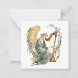 Cartão De Notas Anjo Bela Tocando Harpa Aquarela