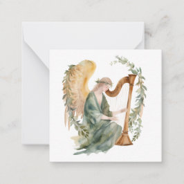Cartão De Notas Anjo Bela Tocando Harpa Aquarela