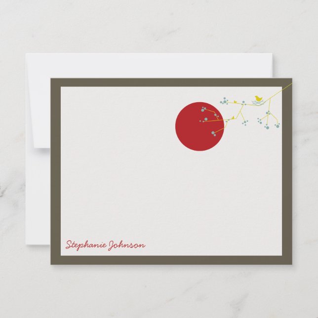 Cartão De Notas Anojamento De Pássaro E Bebê Familiar Obrigado Not (Frente)