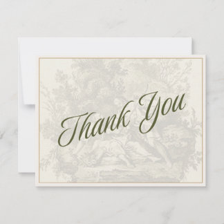 Cartão De Notas Antigo Bohemio Toile Sage Verde & Creme Obrigado