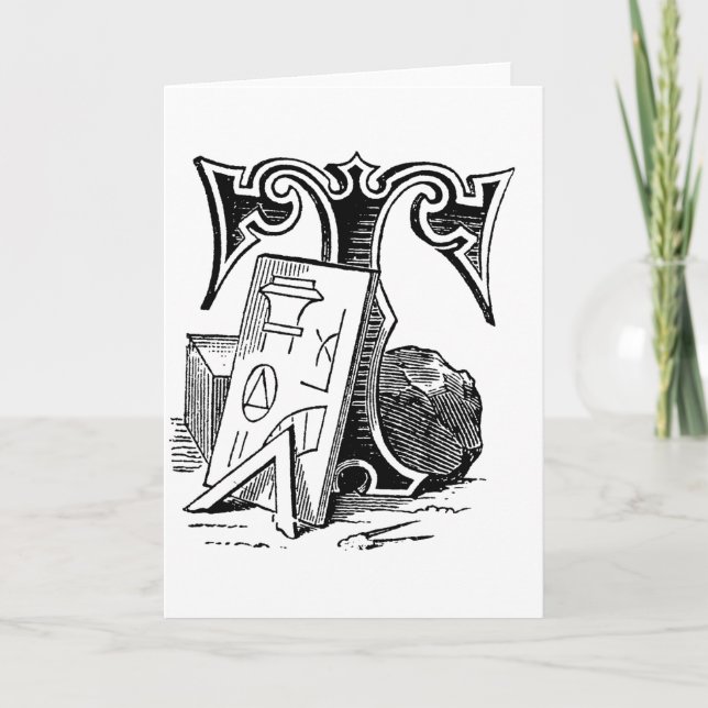 Cartão De Notas Antiguidade Caligrafia Símbolos Masônicos - Letra  (Frente)