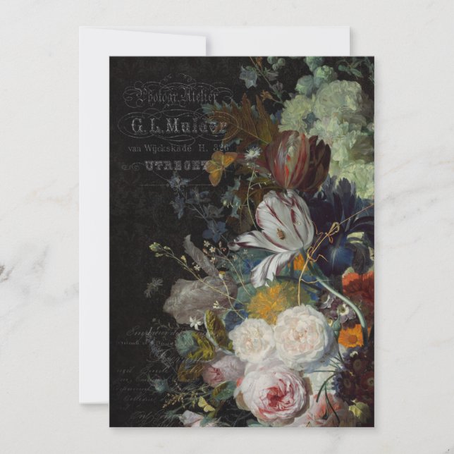 Cartão De Notas Antiguidade Floral Estática (Frente)