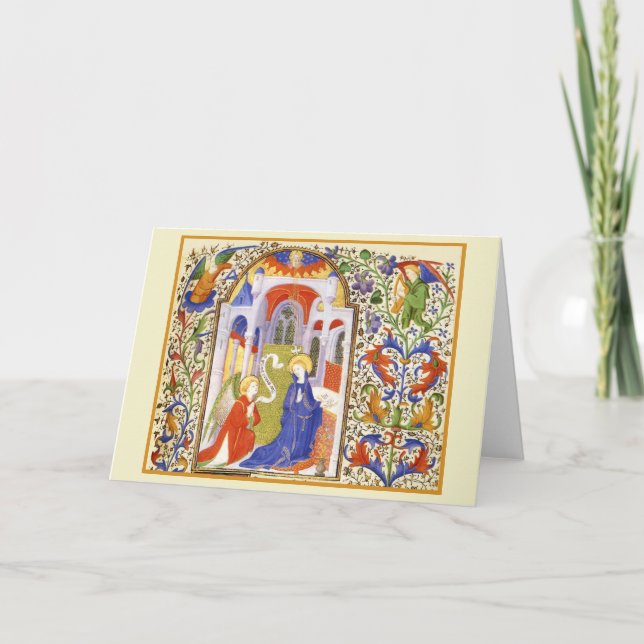 Cartão De Notas Anunciação iluminação medieval (Frente)
