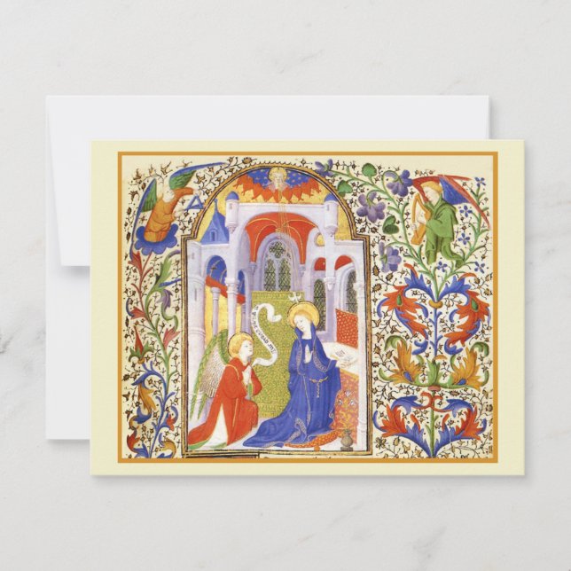 Cartão De Notas Anunciação iluminação medieval (Frente)