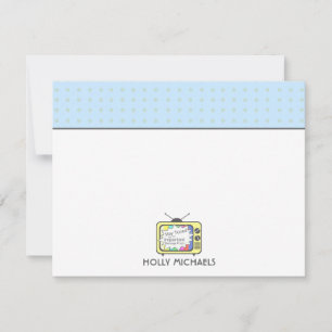 Cartão De Notas Aparelho de televisão amarelo retro Notecards liso