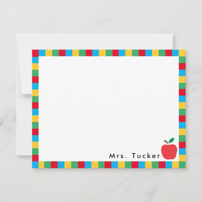 Cartão De Notas Apple e Blocos Coloridos Docente (Frente)