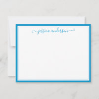 Aqua Blue Elegante Modern Chic Preppy Script Girly