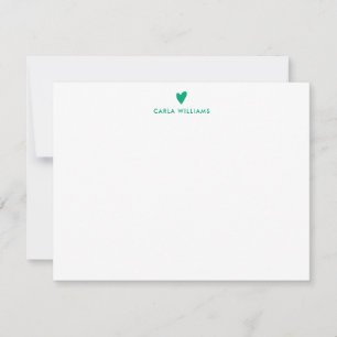 Cartão De Notas AQUA GREEN Doodle Heart Formal Classic Family