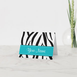 Cartão De Notas Aqua Zebra Print Note Cards Personalized