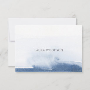 Cartão De Notas Aquarela Azul Abstrata Personalizada
