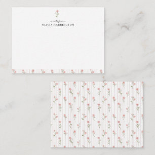 Cartão De Notas Aquarela Botânica Floral Rosa Desmaiado Flor Silve