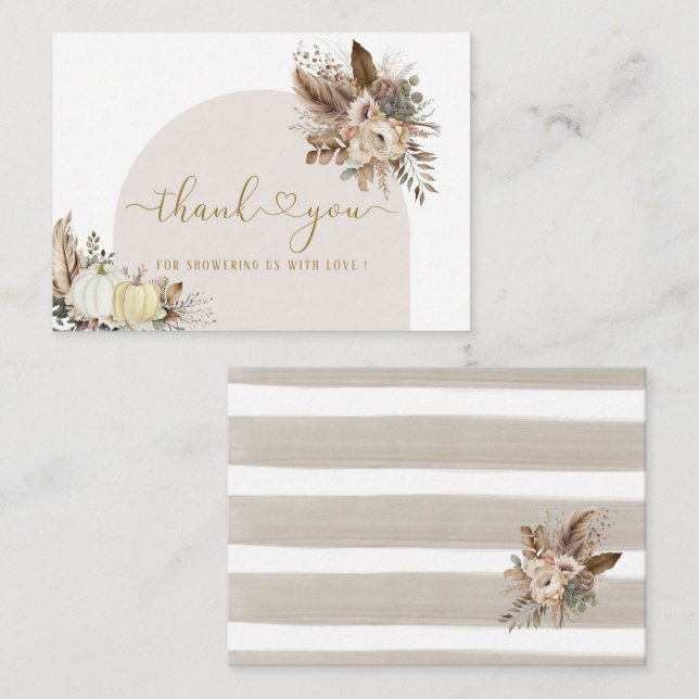 Cartão De Notas Aquarela Cai no amor, noiva ShowerFlower Pumpki (Frente/Verso)