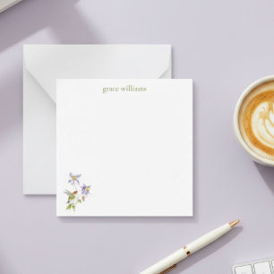 Cartão De Notas Aquarela Columbina com Personalizado de Beija-flor