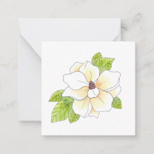 Cartão De Notas Aquarela e Caneta Magnolia Flor