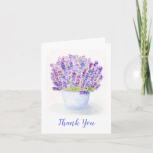 Cartão De Notas Aquarela Floral Lavanda OBRIGADO