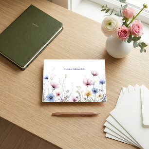 Cartão De Notas Aquarela Flores na Parte Inferior da Borda Flores