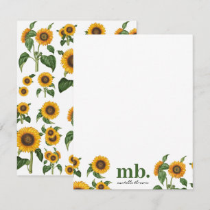 Cartão De Notas Aquarela Flores suntuárias Folhagem botânica Verde