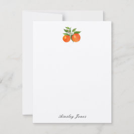Cartão De Notas Aquarela Laranja Personalizada Citrus